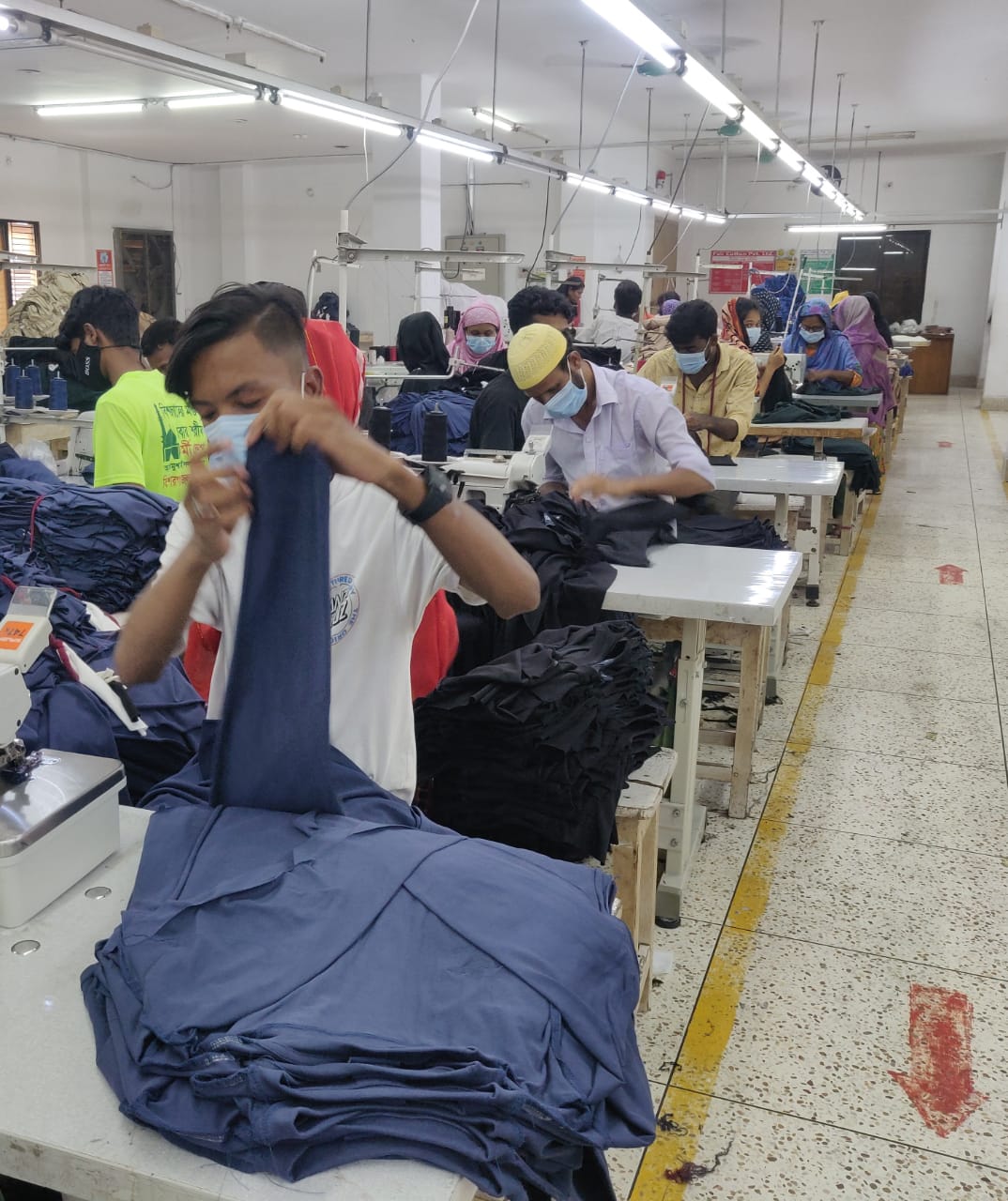 Fair Cotton knitwear sewing floor in Narayanganj, Bangladesh
