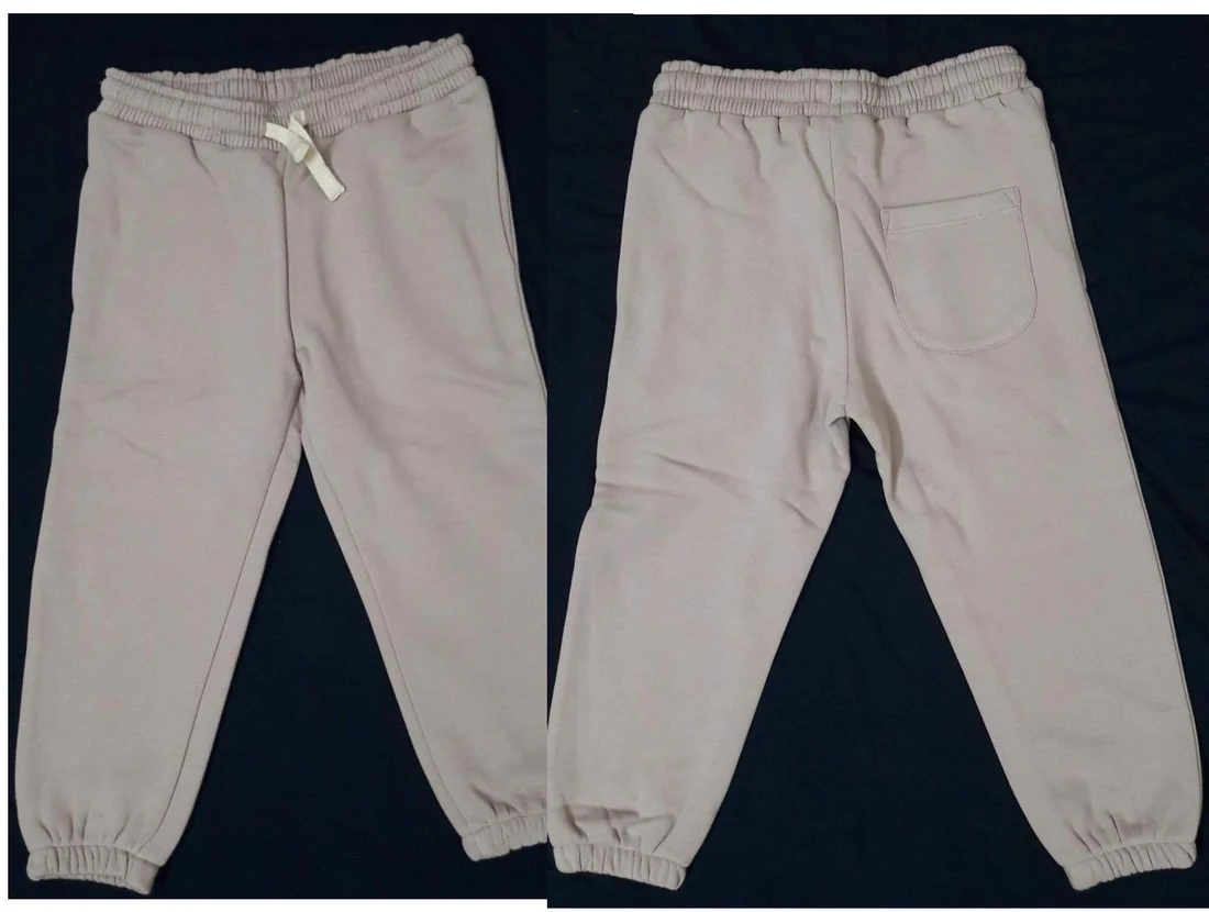 Kidswear bottom sample showing joggers front and back