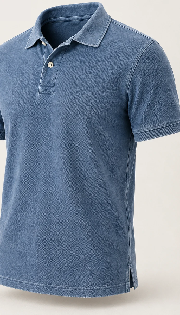 Garment-dyed vintage polo shirt sample