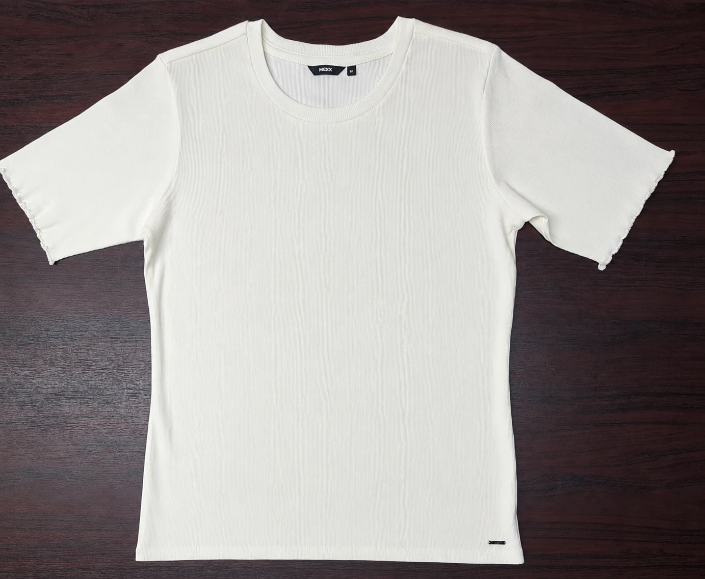 Ivory fine-rib premium cotton T-shirt development sample